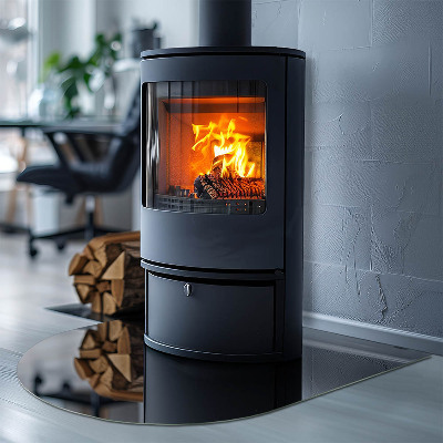 Půloválná podložka pod krbová kamna Barva Černá