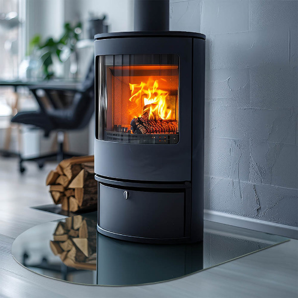 Půloválné sklo před krb Barva moře