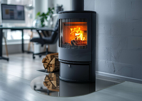 Půloválná skleněná podložka pod kamna Barva: Šedohnědá