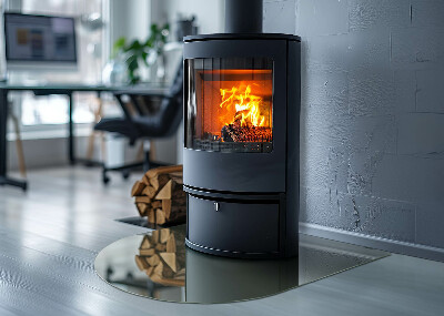 Půloválná skleněná podložka pod kamna Olivová barva