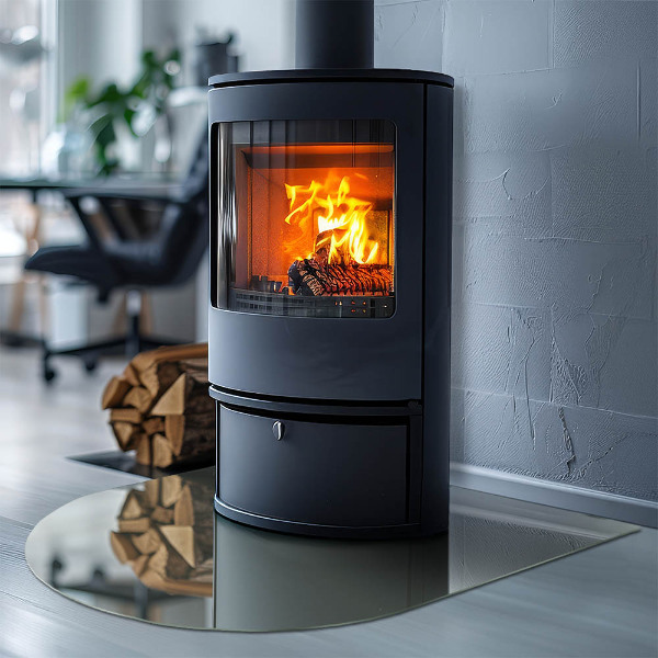 Půloválná skleněná podložka pod kamna Šedozelená barva