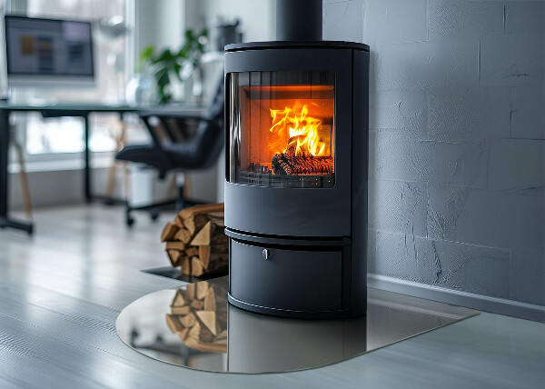 Půloválné sklo před krb Barva Šedozelená