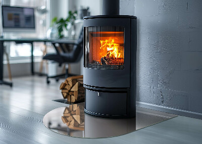 Půloválná skleněná podložka pod kamna Barva světle hnědá