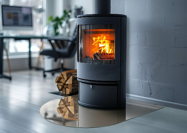 Půloválné sklo před krb Barva béžová