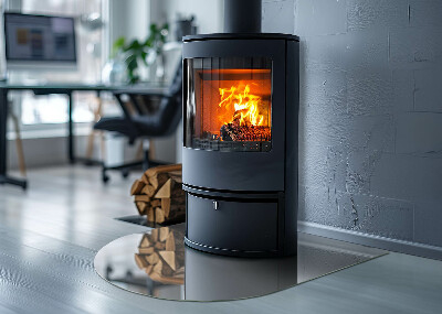 Půloválné sklo před krb Barva Světle šedá