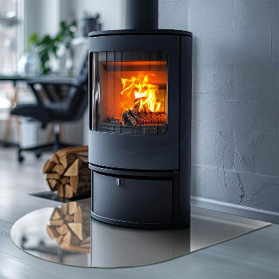 Půloválné sklo před krb Slonovinová barva