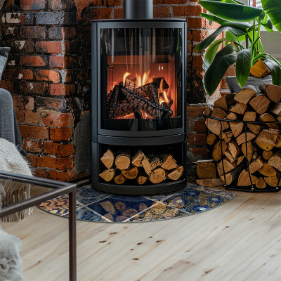 Rohová skleněná podložka pod kamna Keramické vzory na pozadí