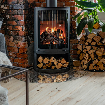 Rohová skleněná podložka pod kamna Motiv perforované oceli