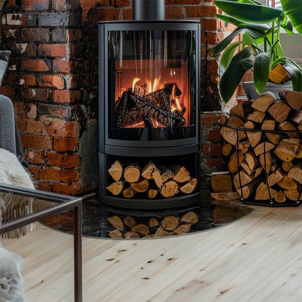 Rohová podložka pod krbová kamna Stylový mramorový motiv