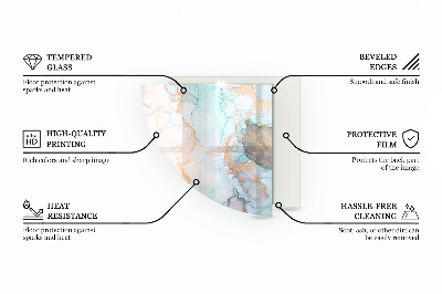 Rohová podložka pod krbová kamna Stylový mramorový motiv