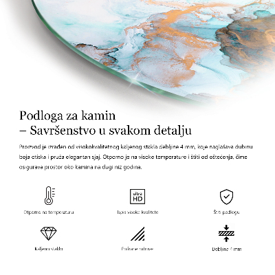 Rohová skleněná podložka pod kamna Mramorový motiv s jemnými žilkami