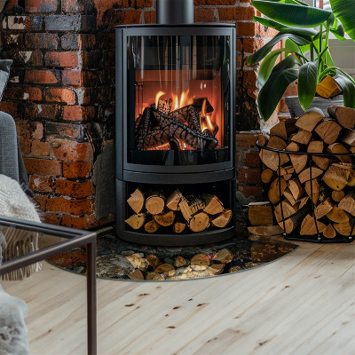 Rohová skleněná podložka pod kamna Květinový motiv s motýly