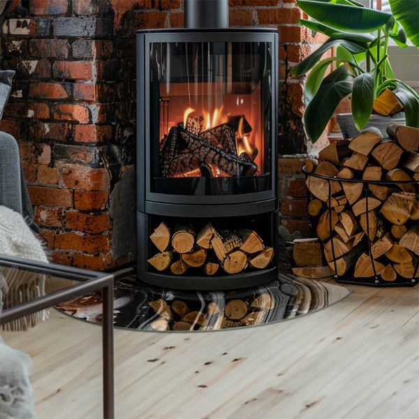 Rohová podložka pod krbová kamna Abstraktní vlnité a lineární vzory