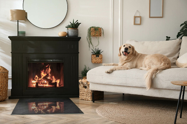 Obdélníkové sklo pod krbová kamna Vzor z přírodního kamene