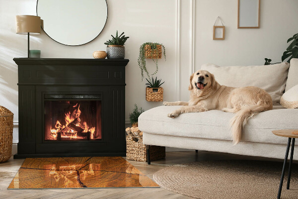 Obdélníková skleněná podložka pod kamna Dřevo v průřezu s přírodní texturou