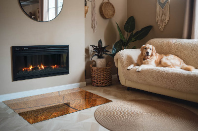 Obdélníková skleněná podložka pod kamna Dřevo v průřezu s přírodní texturou