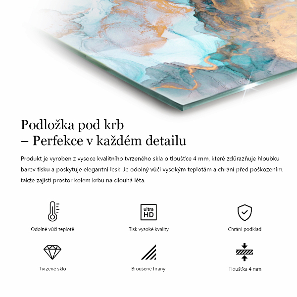 Obdélníkové sklo pod krbová kamna Vlny jemných tvarů