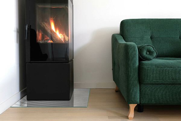 Obdélníkové sklo pod krbová kamna Vlny jemných tvarů