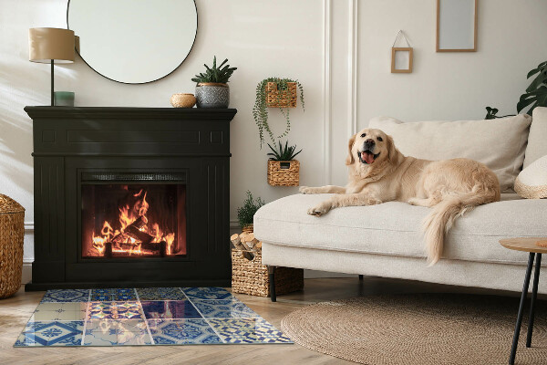 Obdélníková skleněná podložka pod kamna Keramické vzory na pozadí