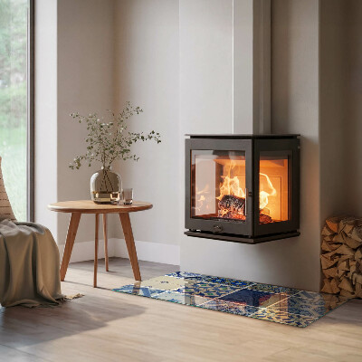 Obdélníková skleněná podložka pod kamna Keramické vzory na pozadí