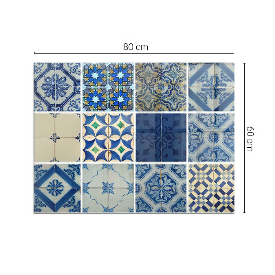 Obdélníková skleněná podložka pod kamna Keramické vzory na pozadí