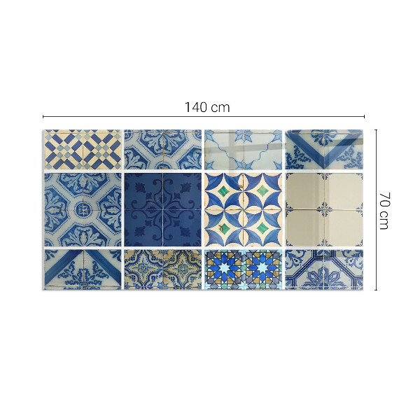 Obdélníková skleněná podložka pod kamna Keramické vzory na pozadí