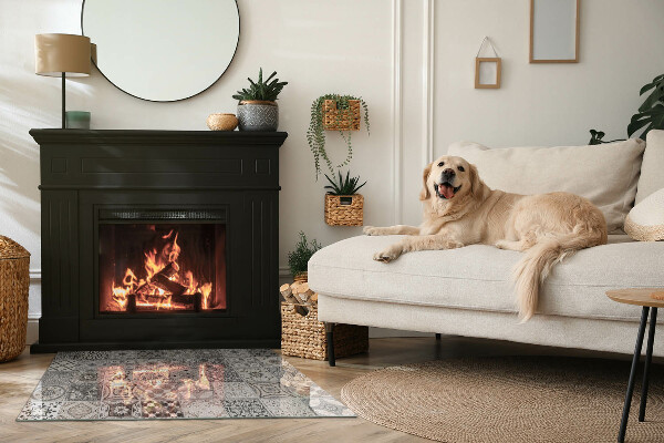 Obdélníková podložka před krb Kachlové dekorativní vzory