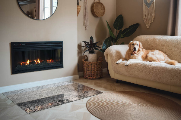 Obdélníková podložka před krb Kachlové dekorativní vzory