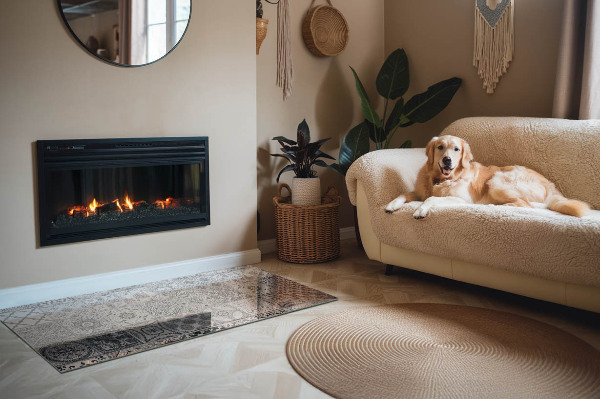 Obdélníková podložka před krb Kachlové dekorativní vzory