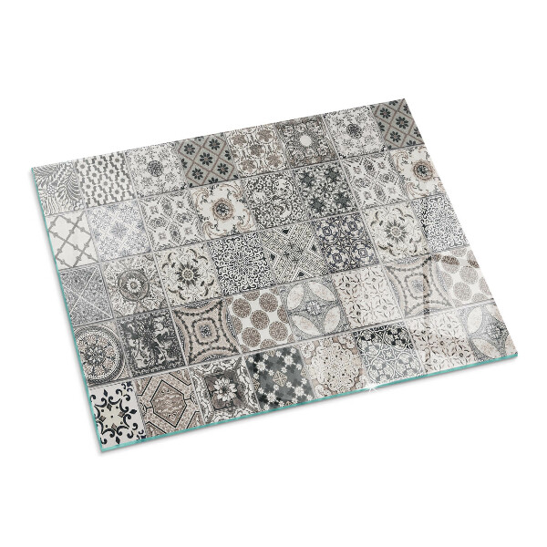 Obdélníková podložka před krb Kachlové dekorativní vzory