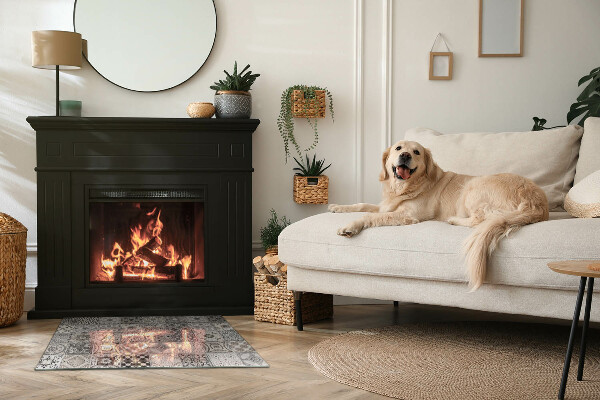 Obdélníková podložka před krb Kachlové dekorativní vzory