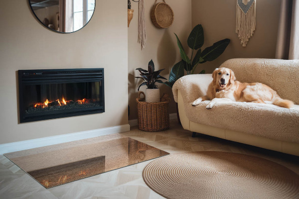 Obdélníkové sklo pod krbová kamna Vzor inspirovaný dřevem