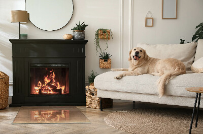 Obdélníkové sklo pod krbová kamna Vzor inspirovaný dřevem