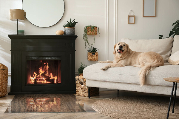 Obdélníková podložka před krb Vzor borovicového dřeva