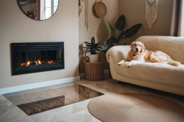 Obdélníková podložka před krb Vzor borovicového dřeva