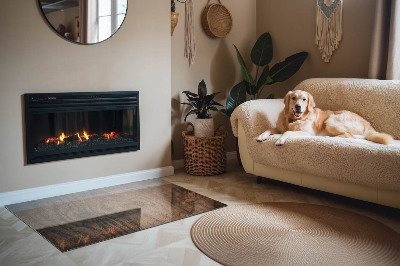 Obdélníková podložka před krb Vzor borovicového dřeva