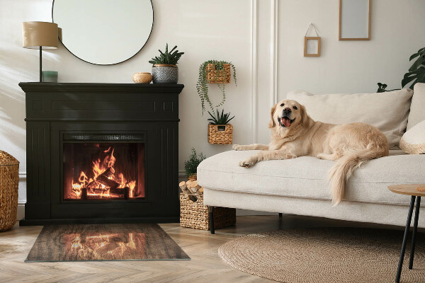 Obdélníková podložka před krb Vzor borovicového dřeva