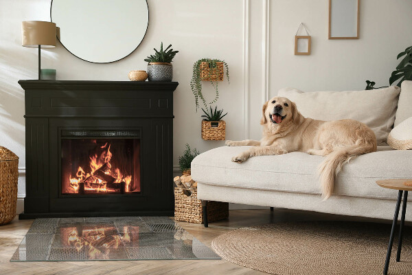 Obdélníková skleněná podložka pod kamna Motiv perforované oceli