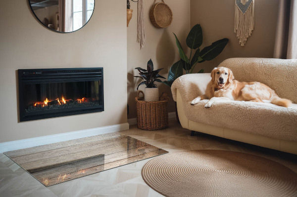 Obdélníková skleněná podložka pod kamna Dřevěná mozaika v rozvržení