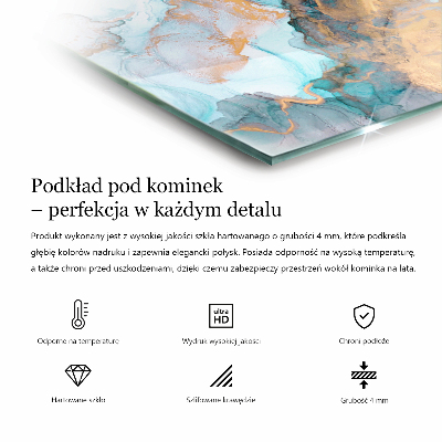 Obdélníkové sklo pod krbová kamna Mramorová textura v elegantním stylu