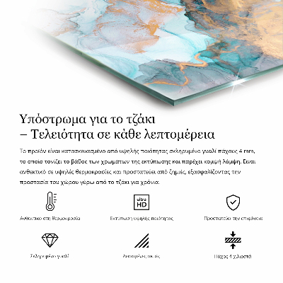 Obdélníkové sklo pod krbová kamna Mramorová textura v elegantním stylu