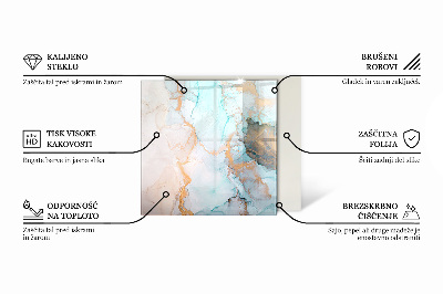 Obdélníkové sklo pod krbová kamna Mramorová textura v elegantním stylu