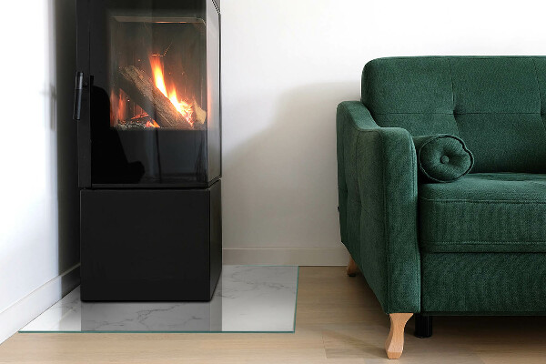 Obdélníková skleněná podložka pod kamna Mramorový motiv s jemnými žilkami