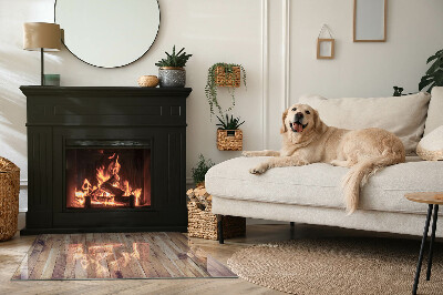 Obdélníkové sklo pod krbová kamna Dřevěný vzor v geometrickém uspořádání