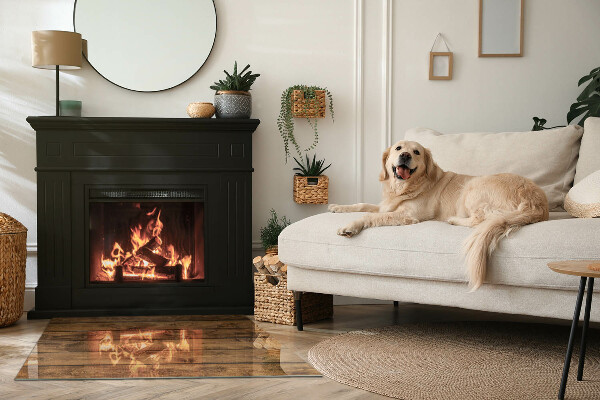 Obdélníková podložka před krb Přírodní dřevěná textura