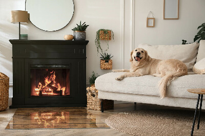 Obdélníková podložka před krb Přírodní dřevěná textura