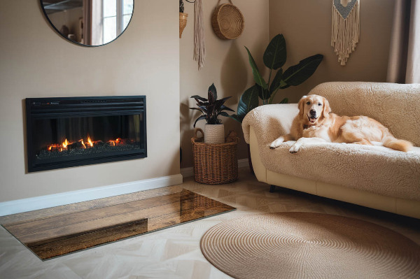 Obdélníková podložka před krb Přírodní dřevěná textura