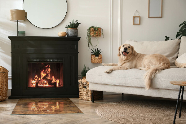 Obdélníková podložka před krb Přírodní dřevěná textura