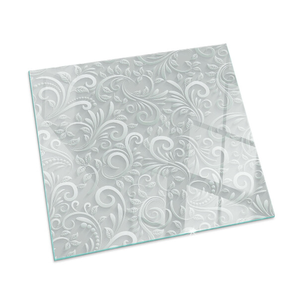 Obdélníková skleněná podložka pod kamna Stylový rostlinný motiv