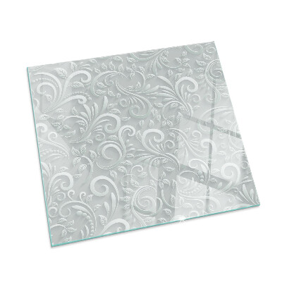 Obdélníková skleněná podložka pod kamna Stylový rostlinný motiv